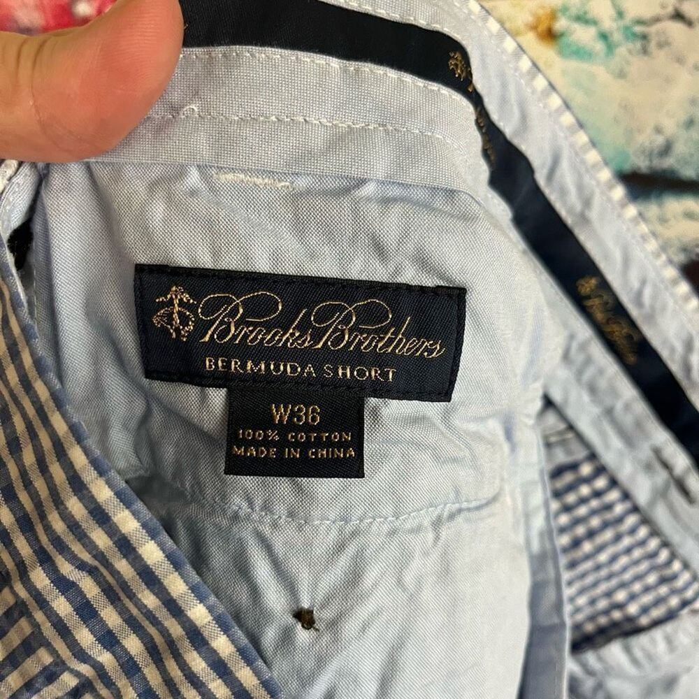Brooks Brothers Genuine Seersucker Bermuda Short Size 36 Cotton Shorts Blue Whit - Picture 7 of 7